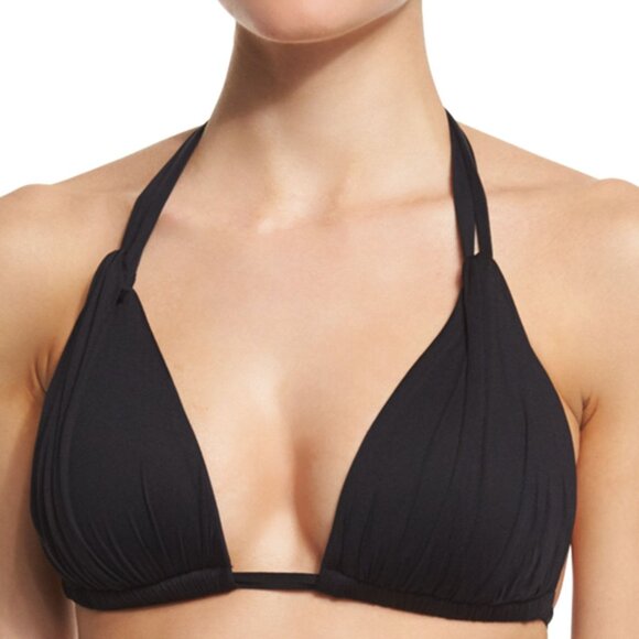 La Blanca Other - La Blanca Women’s Halter Triangle Bikini Top Size 12 Black Swimwear